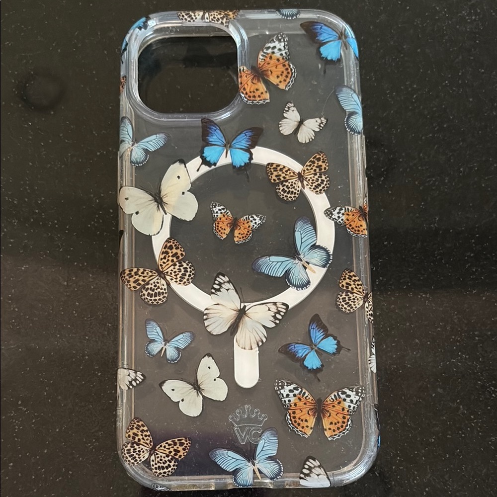 Black Clear Phone Case with Butterfly Design